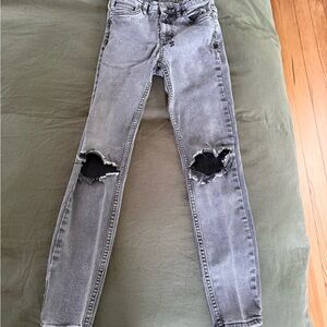 Ksubi Gray Skinny Jeans with Distressed Knees - pre loved